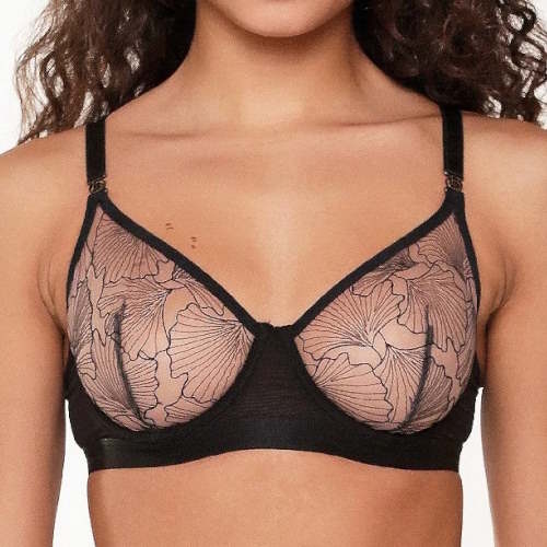 LingaDore Black Flower black non-padded bra