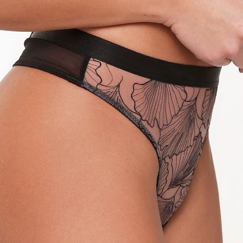 LingaDore Black Flower black thong