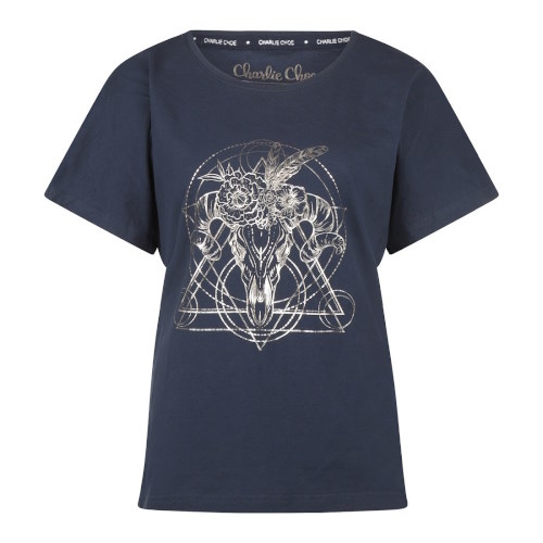 Charlie Choe Good Luck navy/print sleep shirt