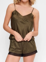 LingaDore Night Satin Stars olive green shortama