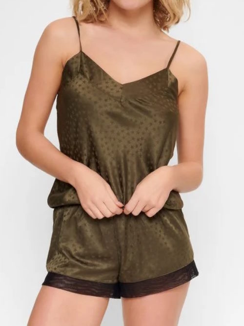 LingaDore Night Satin Stars olive green shortama