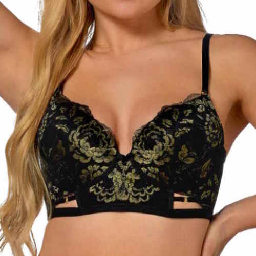 After Eden D-Cup & Up Tilde black/gold padded bra