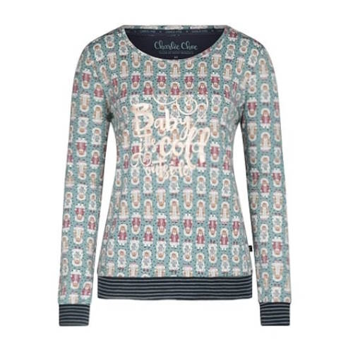 Charlie Choe Cold Days green/print sleep shirt