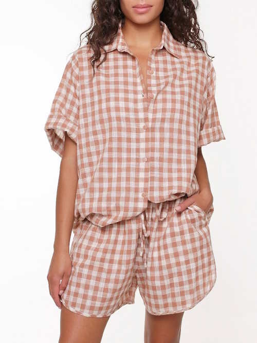 LingaDore Night  Hot summer nights brown/print shortama