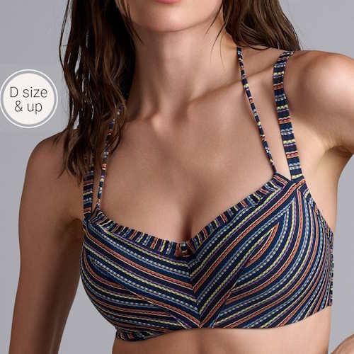 Marlies Dekkers Swimwear Holi Vintage navy/print soft-cup bikini bra