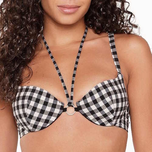 LingaDore Beach Square Print black/white padded bikini bra
