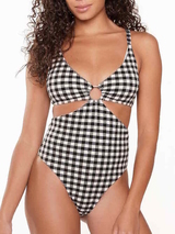 LingaDore Beach Square Print black/white bathingsuit