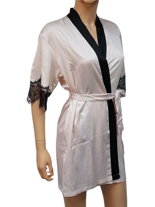 LingaDore Night SATIN pink/black kimono