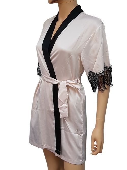LingaDore Night SATIN pink/black kimono