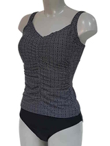 Bomain Dot black/white tankini set