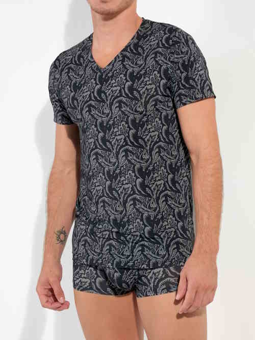 HOM Himeros black/print shirt