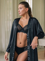 Guy de France Embroidery black non-padded bra