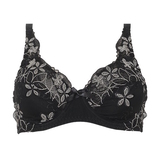 Guy de France Flower black non-padded bra