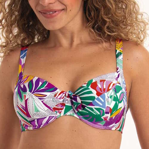 Rosa Faia Swimwear Luna white/print soft-cup bikini bra