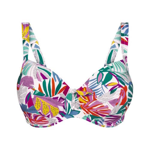 Rosa Faia Swimwear Luna white/print soft-cup bikini bra