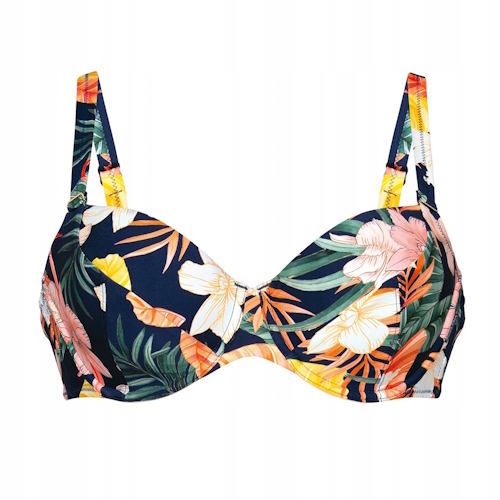Rosa Faia Swimwear Luna blue/print soft-cup bikini bra