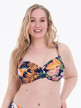 Rosa Faia Swimwear Luna blue/print prosthetic bikini top