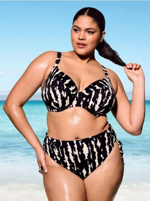 Elomi Swim Echo Shell black/white soft-cup bikini bra