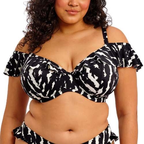 Elomi Swim Echo Shell black/white soft-cup bikini bra