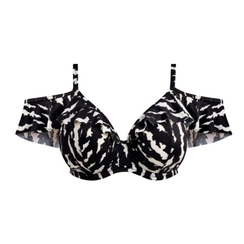 Elomi Swim Echo Shell black/white soft-cup bikini bra