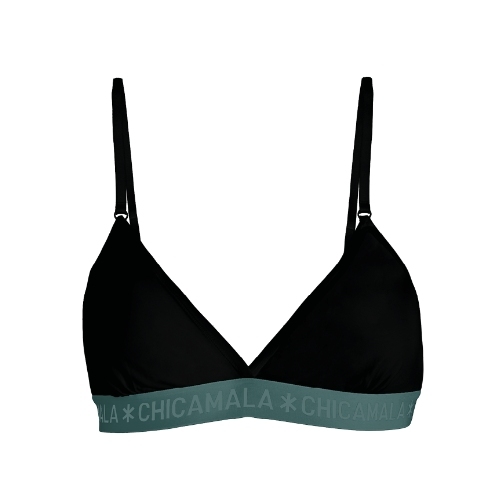 Chicamala Solid black/green non-padded bra