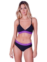 Chicamala Solid black/purple non-padded bra
