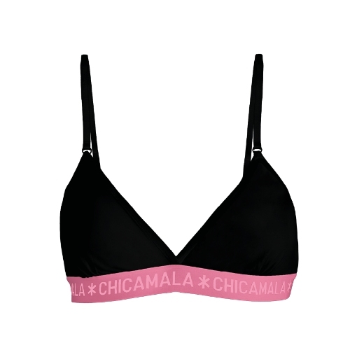 Chicamala Solid black/pink non-padded bra