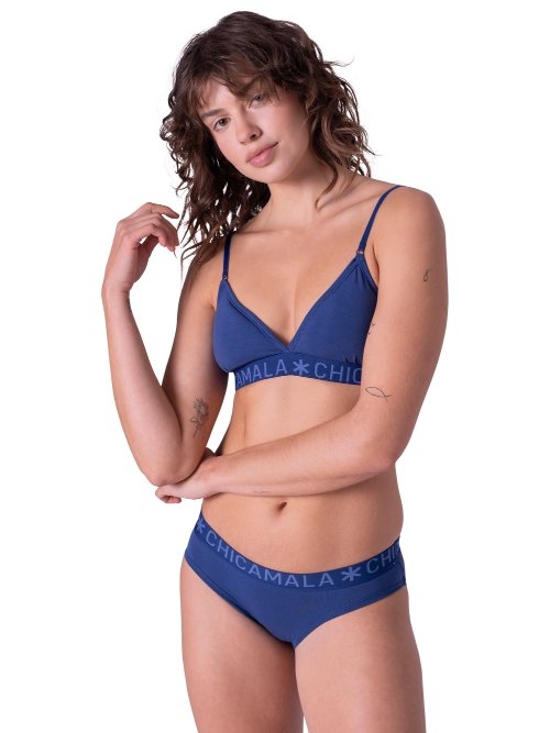 Chicamala Solid navy blue non-padded bra