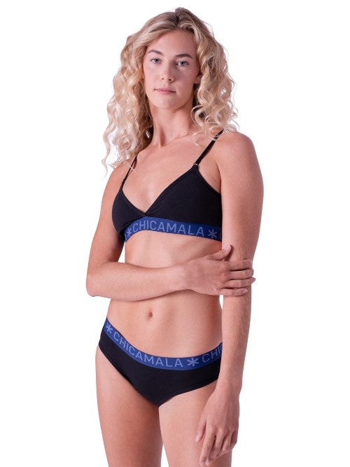 Chicamala Solid black/green non-padded bra