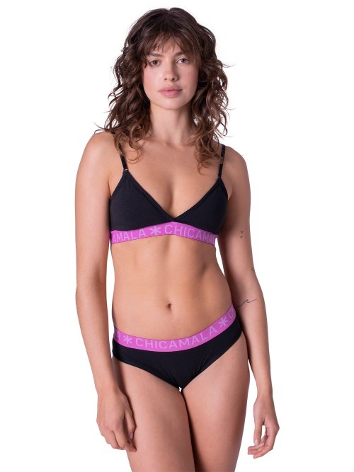 Chicamala Solid black/purple non-padded bra