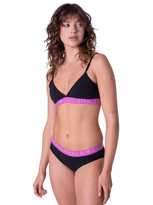 Chicamala Solid black/purple non-padded bra