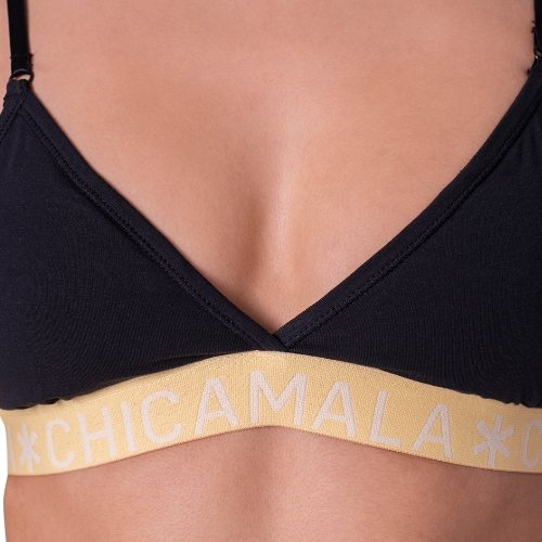 Chicamala Solid black/yellow non-padded bra