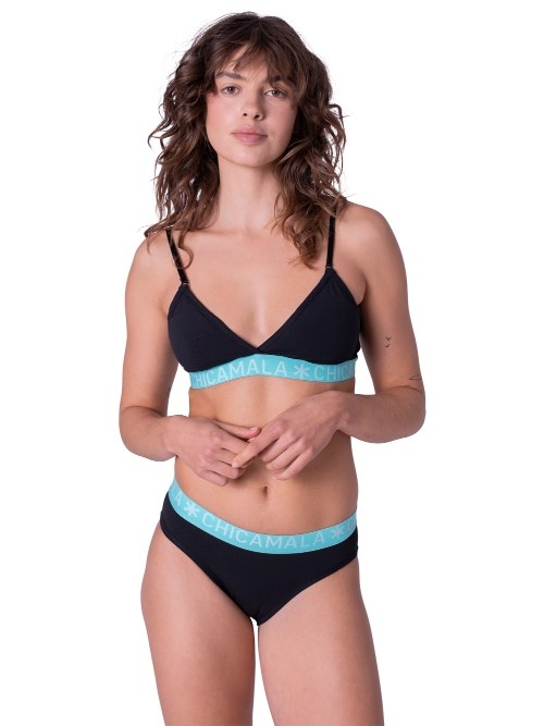 Chicamala Solid black/green non-padded bra