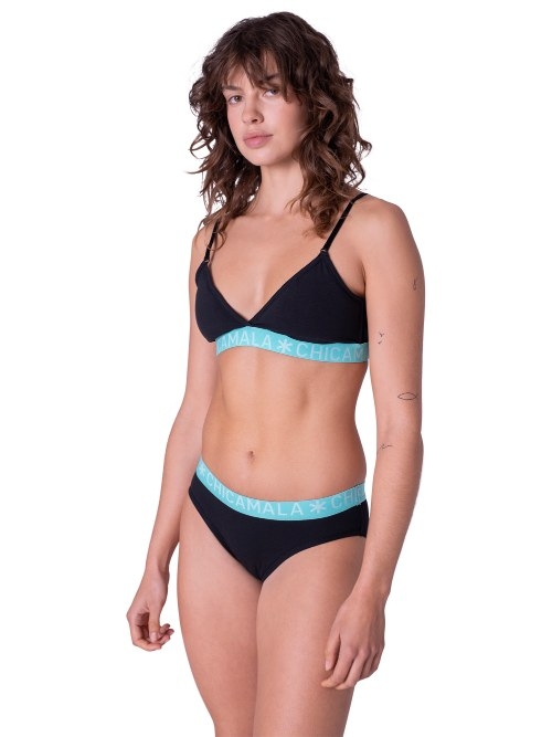 Chicamala Solid black/green non-padded bra