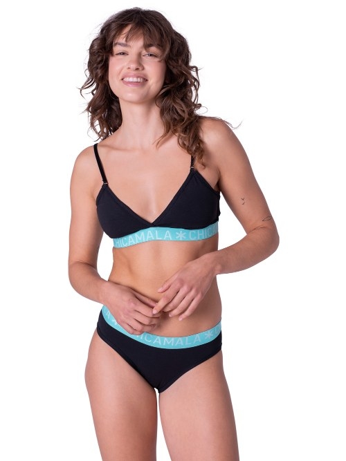 Chicamala Solid black/green non-padded bra