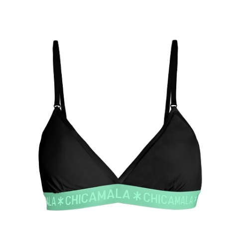 Chicamala Solid black/green non-padded bra