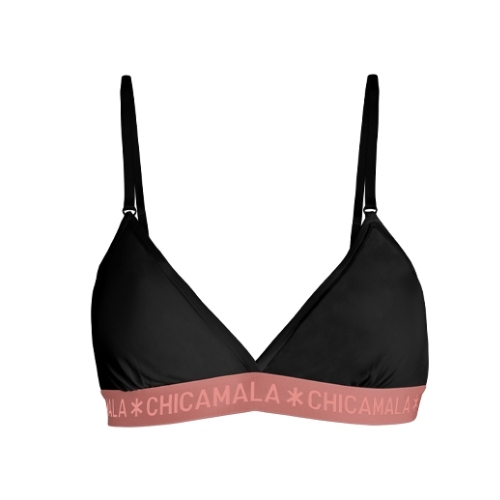 Chicamala Solid black/pink non-padded bra