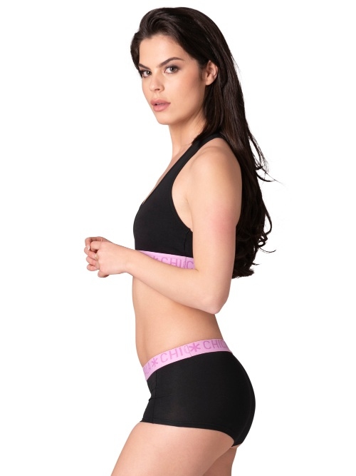 Chicamala Solid black/pink non-padded bra