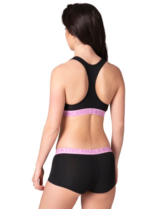 Chicamala Solid black/pink non-padded bra