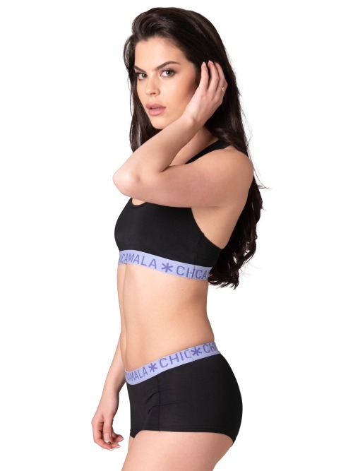 Chicamala Solid black/purple non-padded bra