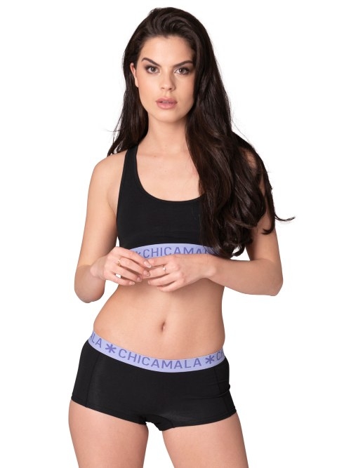 Chicamala Solid black/purple non-padded bra