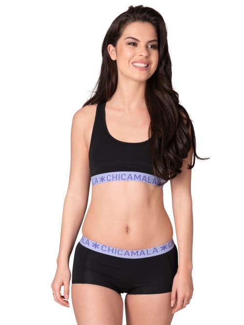 Chicamala Solid black/purple non-padded bra