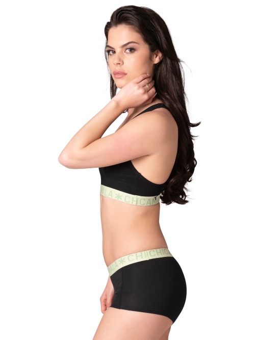 Chicamala Solid black/green non-padded bra