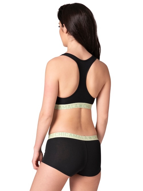 Chicamala Solid black/green non-padded bra