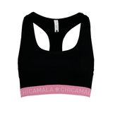 Chicamala Solid black/pink non-padded bra