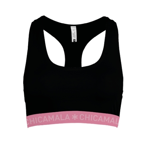 Chicamala Solid black/pink non-padded bra