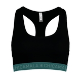 Chicamala Solid black/green non-padded bra