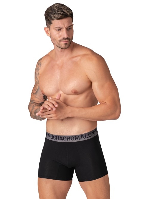 Muchachomalo Solid  black cotton boxer short