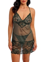 Wacoal Lingerie Natsuki Lace green slipdress