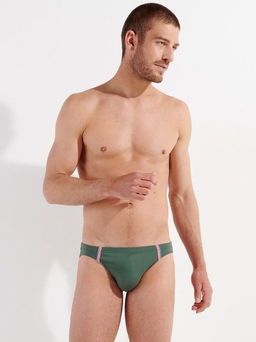 HOM Swimwear Nautical Cup khaki swim brief